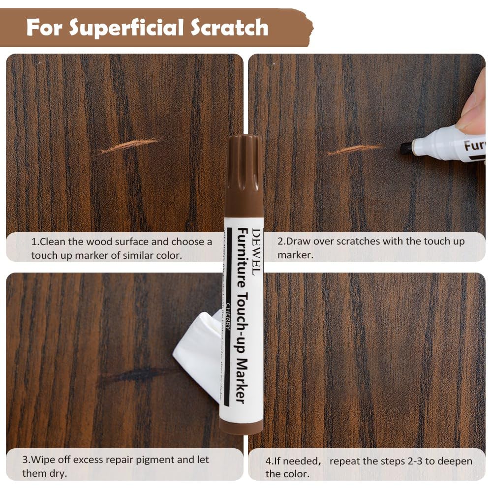 DEWEL Möbel Reparatur Set, 20 Stücke Laminat Reparaturset,Holz Reparaturstift Set,korrekturstift,DIY-Möbelrestaurierungsset,Holz Reparatur Set