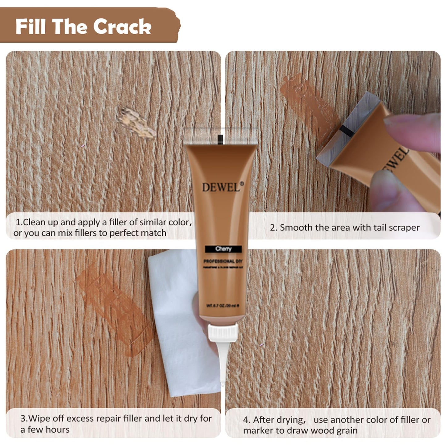 DEWEL Möbel Reparatur Set, 20 Stücke Laminat Reparaturset,Holz Reparaturstift Set,korrekturstift,DIY-Möbelrestaurierungsset,Holz Reparatur Set